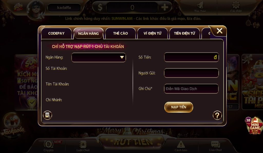 Nạp tiền Sunwin - Top-up Sunwin