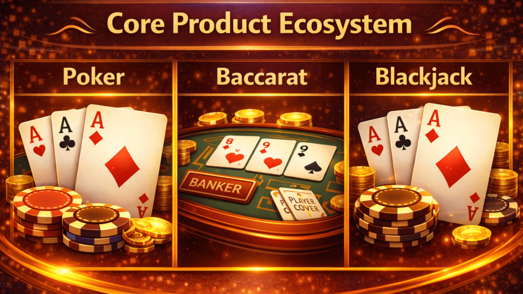 Hệ sinh thái sản phẩm cốt lõi: Poker, Baccarat, Black Jack - Sunwin.Org